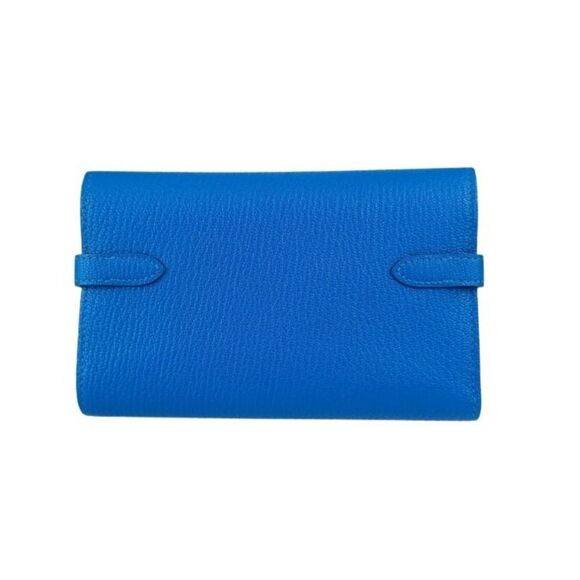 HERMES Kelly Deprien Medium Wallet in Blue Chevre, a women's tri-fold long wa... - Picture 3 of 9